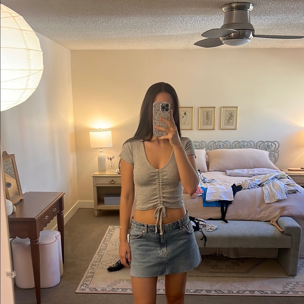 All Saints Gray Ribbed Top